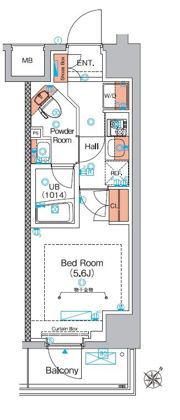 エストゥルース横浜蒔田の間取り画像