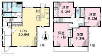 奥沢戸建貸家の間取り画像