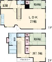 由宇町中央2丁目貸家の間取り画像