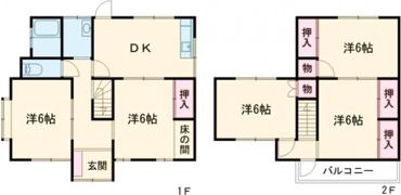 井戸モール奥貸戸建の間取り画像