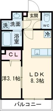 羽村市緑ケ丘1丁目アパートの間取り画像