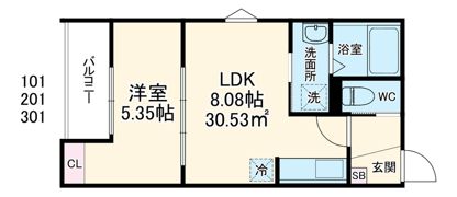GRADUS若葉Ⅲ（グラドゥスワカバスリー）の間取り画像