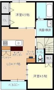 風とみどりのカシェット 響 - HIBIKIの間取り画像