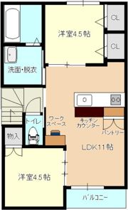 風とみどりのカシェット 響 - HIBIKIの間取り画像