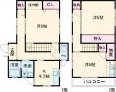 河芸町上野澤田借家の間取り画像