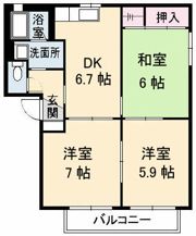 ヴィラ 虹ヶ丘B棟の間取り画像