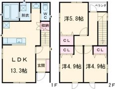 太田一丁目石飛貸家の間取り画像
