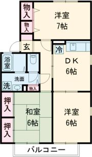 ハイムグランシャリオ内山 Aの間取り画像