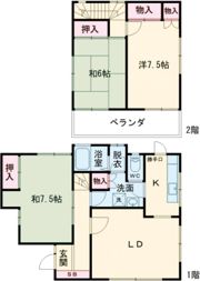 八幡町戸建て（ペット可）の間取り画像