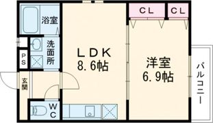 フジパレス俊徳道Ⅲ番館の間取り画像