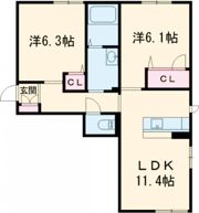 ベレオ江場の間取り画像