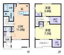 (仮称)足利市芳町テラスハウス Bの間取り画像