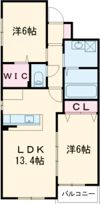 NEW PIAZZA西桔梗の間取り画像