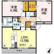 サニープレイス十一屋 B棟の間取り画像