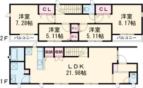 井尻3丁目新築戸建ての間取り画像