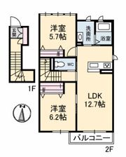 アカデミーフロント神拝 B棟の間取り画像