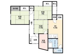 東松山市加美町戸建（平屋）の間取り画像