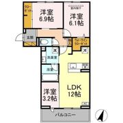 リシェスみのり台 A・B・C B棟の間取り画像