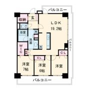 グランセジュール大国町の間取り画像