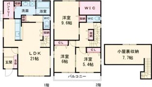 石仏町長北屋敷戸建の間取り画像