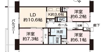県営伊川谷第2高層住宅1号棟の間取り画像