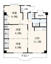 牛田コーポラスF棟の間取り画像