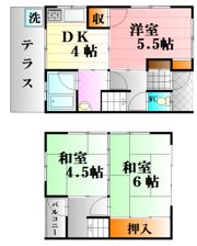 山本7丁目貸家 東の間取り画像