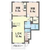 ボタンヴュー Bの間取り画像