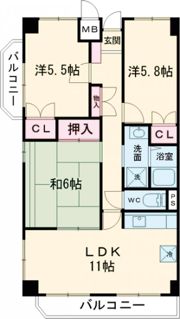 スカイハイツ田寺の間取り画像