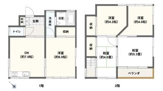 ふじみ野市西鶴ケ岡 戸建 5DK 59平米 DIY可能 角地の間取り画像