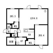Hills Sapporo Ⅵ (読み:ヒルズサッポロシックス)の間取り画像