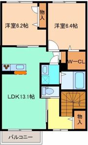 ボタンヴュー Bの間取り画像