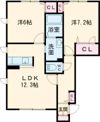 ナディア長折南 Bの間取り画像