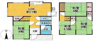 奈良市東九条貸家の間取り画像
