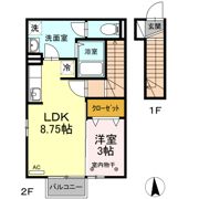 カエツリアルフィールドDーroom Bの間取り画像