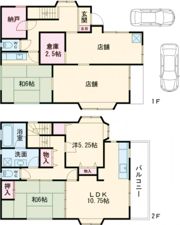 青梅市店舗付戸建の間取り画像