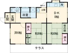 駐車場付3DK戸建ての間取り画像