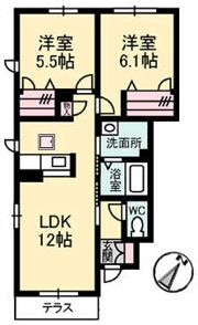 メゾネット ジャルダン ヴェールA棟の間取り画像