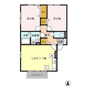 アバンティーヌ淵野辺 Aの間取り画像