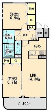 クレール大井手の間取り画像