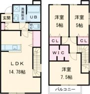 仮称)大垣市横曽根メゾネットの間取り画像