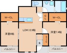 （仮称）新田3丁目新築アパートの間取り画像
