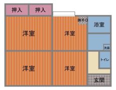 牛野谷2丁目貸家【片山様】平屋の間取り画像