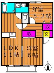 ピアチェーレ金光 Bの間取り画像