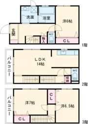堺市美原区南余部戸建の間取り画像