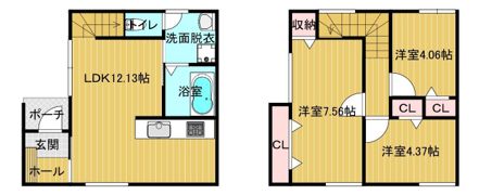 茶屋町戸建賃貸 西棟の間取り画像
