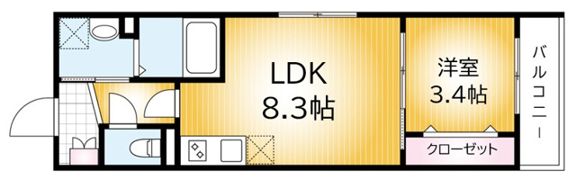 コモイルソーレ弁天の間取り画像