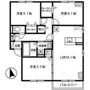 ボヌール・ヒルズ 市名坂 Aの間取り画像
