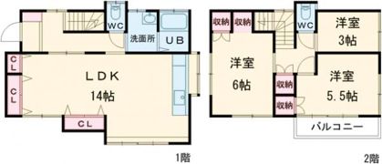 野辺下田貸家の間取り画像