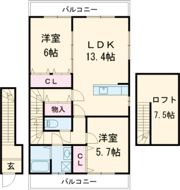 アパートメント佐賀大和の間取り画像